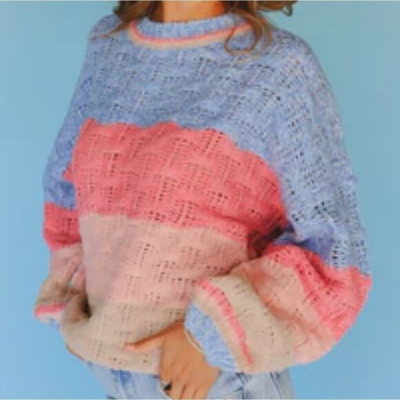 Bibi Colorblock Chunky Sweater Sz XL - Picture 1 of 8